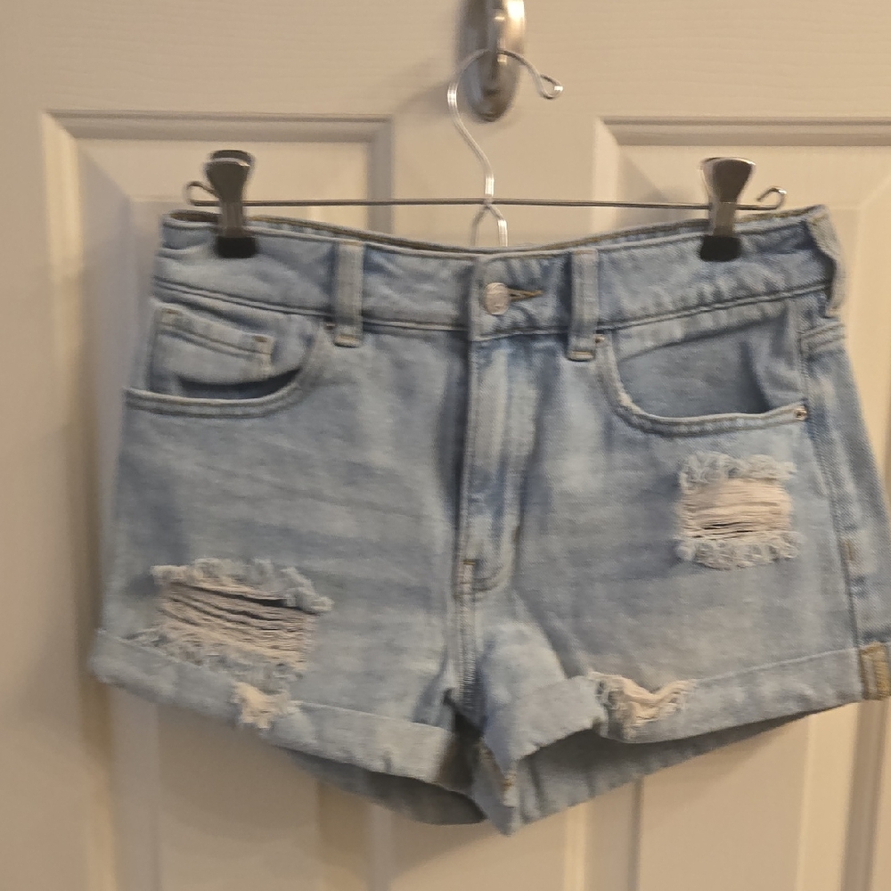 PacSun Mom Short Light Blue Distressed Denim Shorts Sz 26